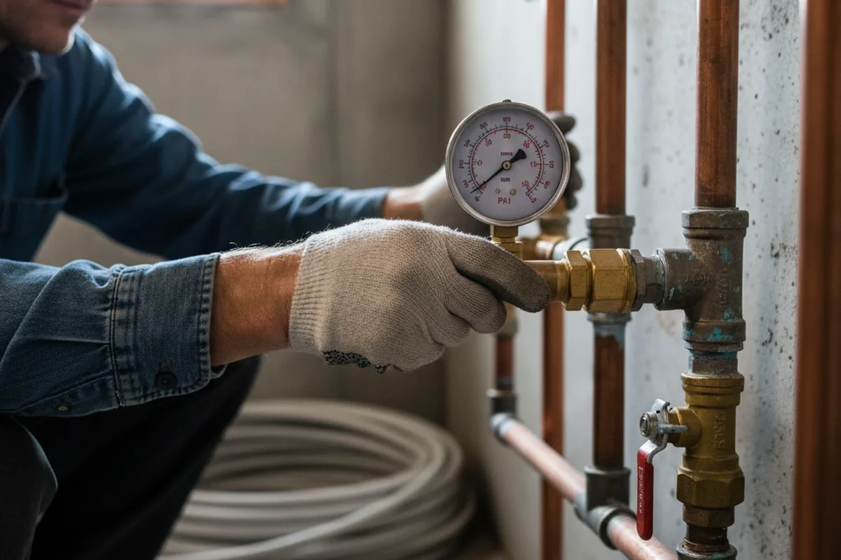 Pressure testing a repaired line during Water Line Repair in Bardstown